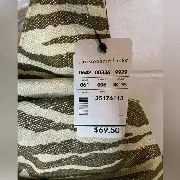 Christopher & Banks Large Purse Handbag Metallic Stripe Zebra Print NWT - Picture 2 of 7